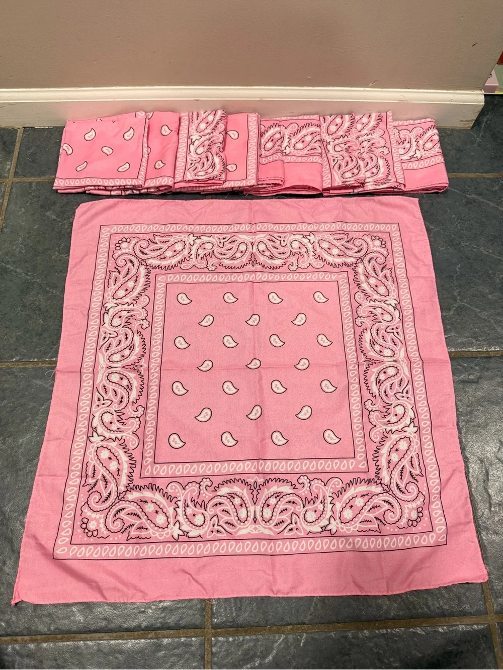 Set of 10 Pink Paisley Bandanas - like new condition